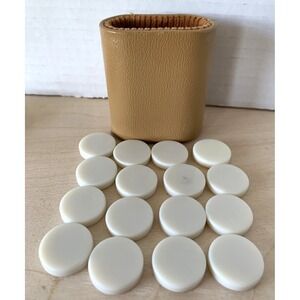 Vtg Aries Backgammon Chip Replacement Pieces LOT of 16 + Cup White